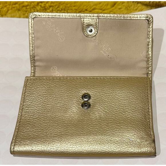 FOSSIL Genuine Leather Trifold Womens Wallet Credit Card Snap Yellow Vtg Classic - Picture 5 of 11